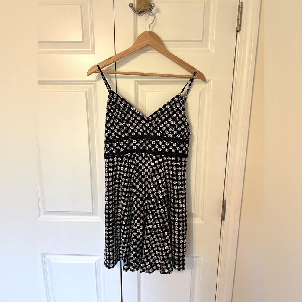 Francesca’s blue dress with white flower embroidery, size L, NWT